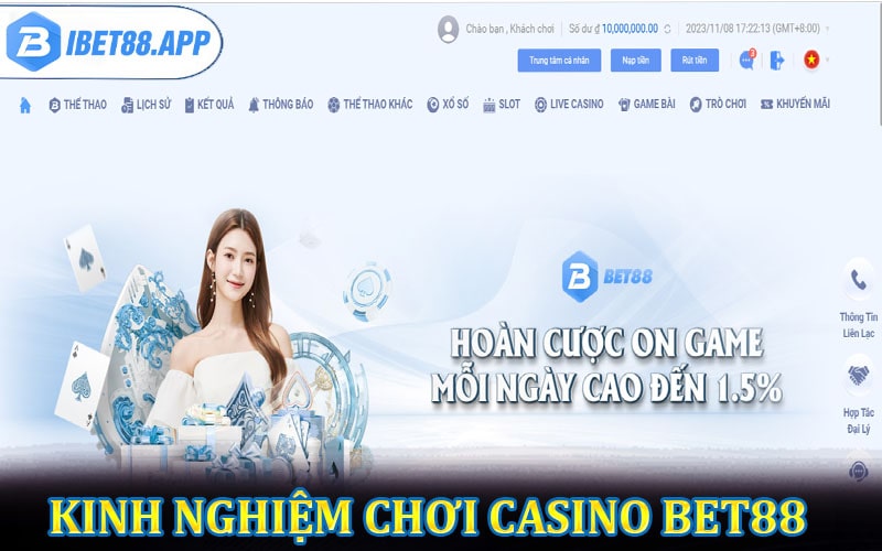 Kinh nghiệm chơi cá cược casino bet88 trực tuyến 